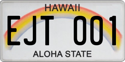 HI license plate EJT001