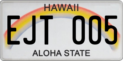 HI license plate EJT005