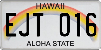 HI license plate EJT016