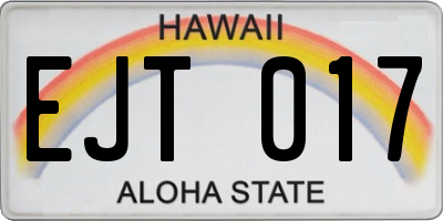 HI license plate EJT017