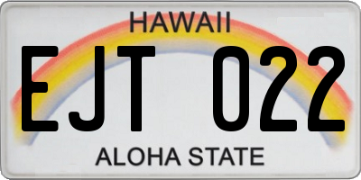 HI license plate EJT022