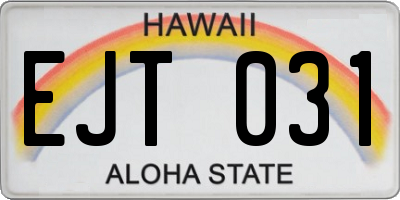 HI license plate EJT031