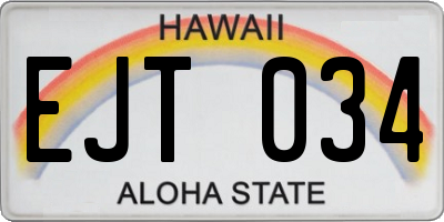 HI license plate EJT034