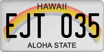 HI license plate EJT035
