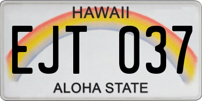 HI license plate EJT037