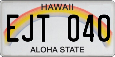 HI license plate EJT040