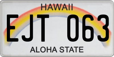 HI license plate EJT063