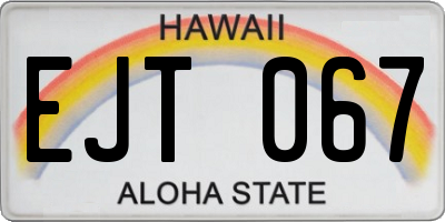 HI license plate EJT067