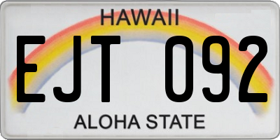 HI license plate EJT092