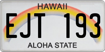 HI license plate EJT193