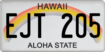 HI license plate EJT205