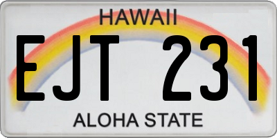 HI license plate EJT231