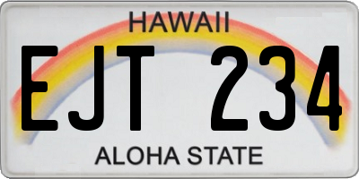 HI license plate EJT234