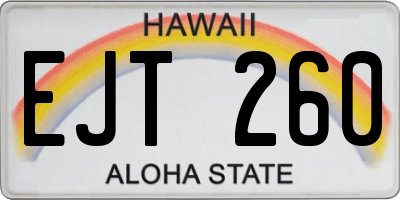 HI license plate EJT260