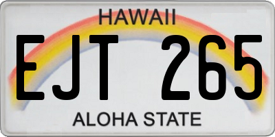 HI license plate EJT265