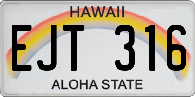 HI license plate EJT316