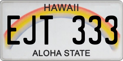 HI license plate EJT333