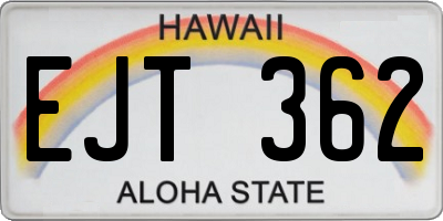 HI license plate EJT362
