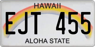 HI license plate EJT455