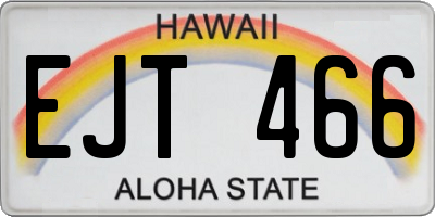HI license plate EJT466