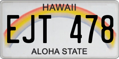 HI license plate EJT478