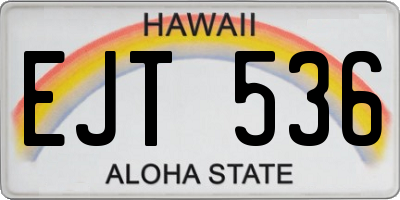 HI license plate EJT536