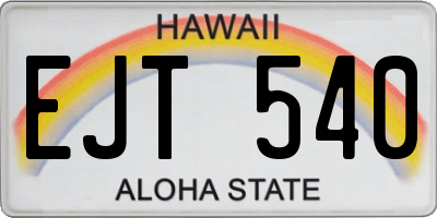 HI license plate EJT540