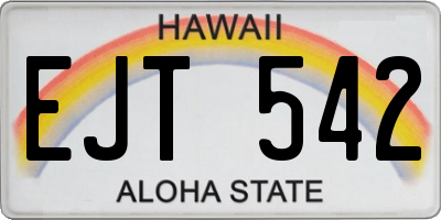 HI license plate EJT542