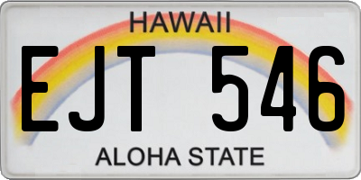 HI license plate EJT546