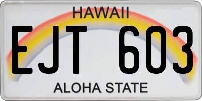 HI license plate EJT603