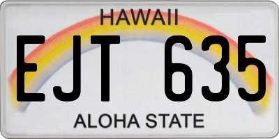 HI license plate EJT635