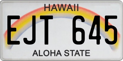 HI license plate EJT645