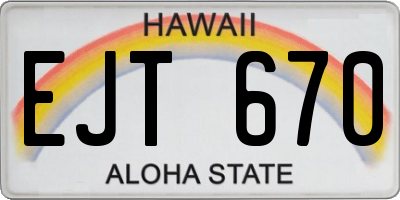 HI license plate EJT670