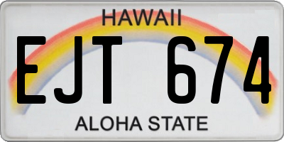 HI license plate EJT674