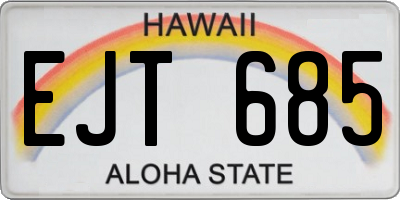 HI license plate EJT685