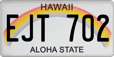 HI license plate EJT702