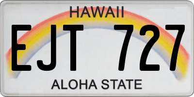 HI license plate EJT727