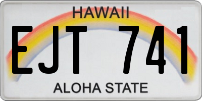 HI license plate EJT741