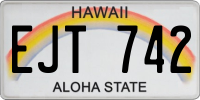 HI license plate EJT742