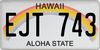 HI license plate EJT743