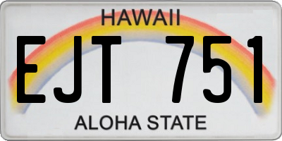 HI license plate EJT751