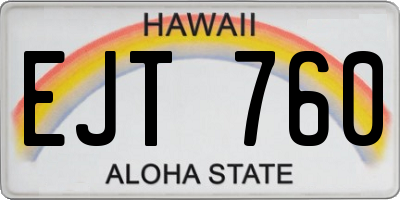 HI license plate EJT760