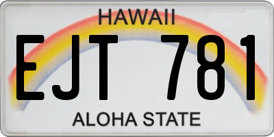 HI license plate EJT781