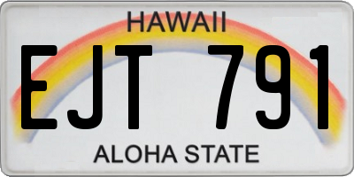 HI license plate EJT791