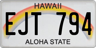 HI license plate EJT794