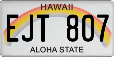 HI license plate EJT807
