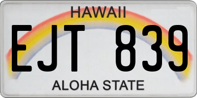 HI license plate EJT839