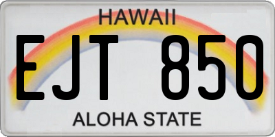 HI license plate EJT850