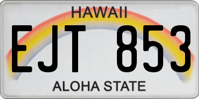 HI license plate EJT853