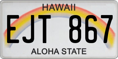 HI license plate EJT867